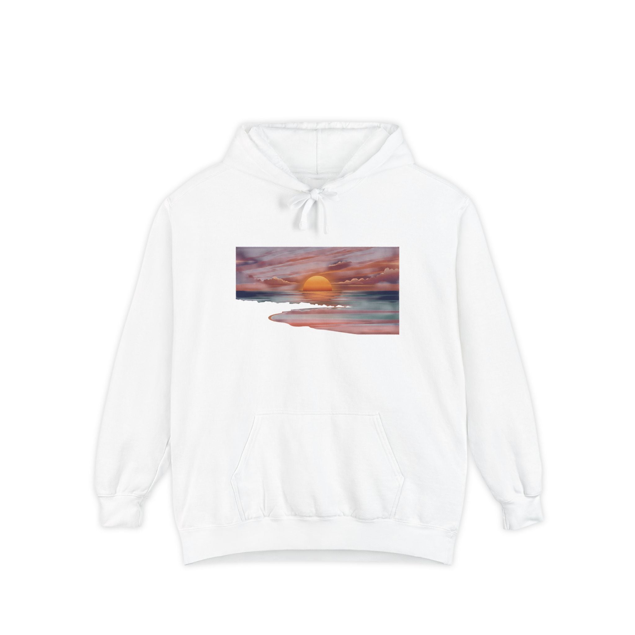 Sunset Beach Hoodie — Watercolor Ocean Sunset Hoodie
